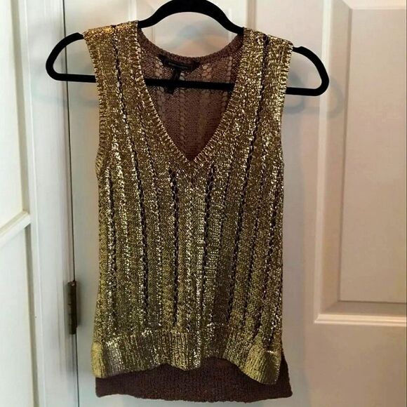 BCBGMaxazira Gold Metallic Vest XSMALL - Picture 5 of 7